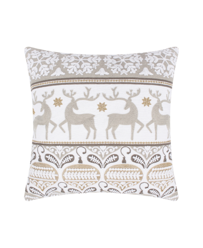 Levtex O Christmas Tree Reindeer Decorative Pillow, 18" X 18" In White