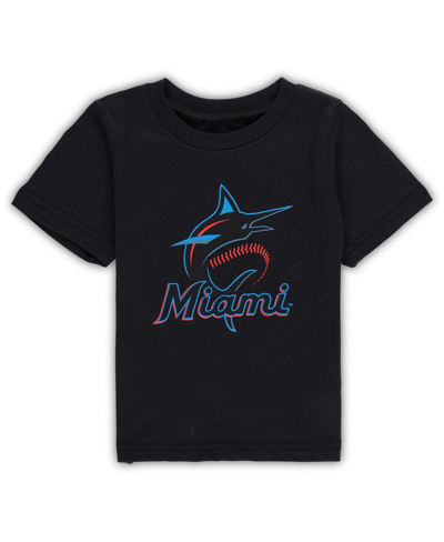 Outerstuff Babies' Infant Boys And Girls Black Miami Marlins Team Crew Primary Logo T-shirt