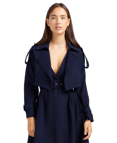 Belle & Bloom Manhattan Cropped Trench In Blue