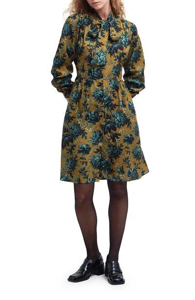 Barbour Queensbridge Floral Long Sleeve Shirtdress In Opia Bronze