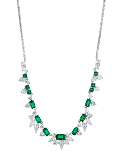 Eliot Danori Silver-tone Crystal Cluster Frontal Necklace, 16" + 2" Extender In Green