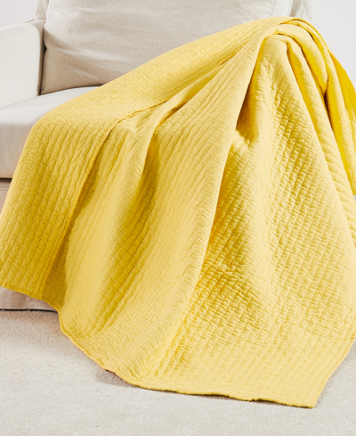 Levtex Cross Stitch Reversible Quilted Throw, 50" X 60" In Yellow