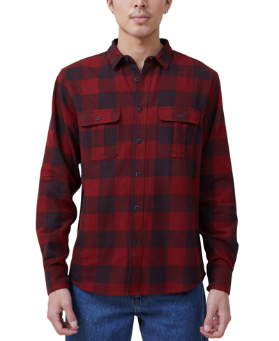 Cotton On Men's Greenpoint Long Sleeve Shirt In Red Buffalo Check