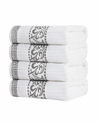 SUPERIOR ATHENS COTTON WITH GREEK SCROLL AND FLORAL PATTERN, 4 PIECE BATH TOWEL SET