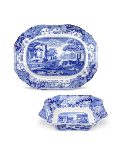Spode Italian Serving Bowl And Platter Set, 2 Piece In Blue