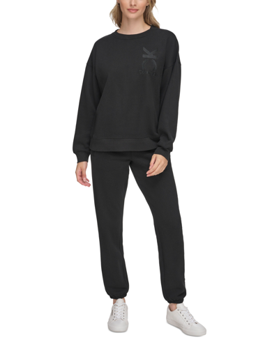 Calvin Klein Performance Women's Oversized Logo Crewneck Sweatshirt In Black