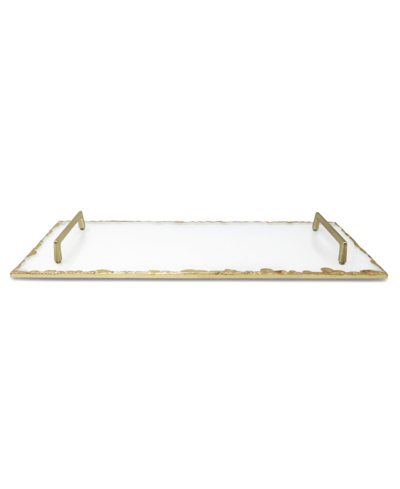 Classic Touch Glass Tray With Gold-tone Rim And Handles, 19.75" L