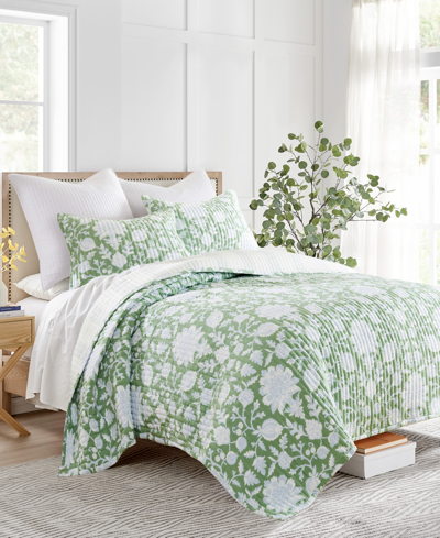 Levtex Evelyn Jacobean Reversible 3-pc. Quilt Set, Full/queen In Green