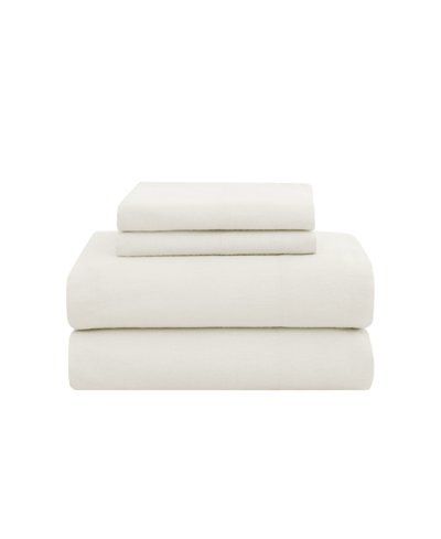 London Fog Super Soft 165 Gsm Cotton Flannel 4 Piece Sheet Set, Queen In Ivory