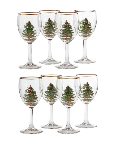 Spode Christmas Tree Wine Glasses, Set Of 8 In Green