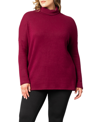 Kiyonna Paris Turtleneck Tunic Sweater In Burgundy