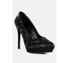 Rag & Co Ballard Black Monogram Satin Stiletto Pumps In Black