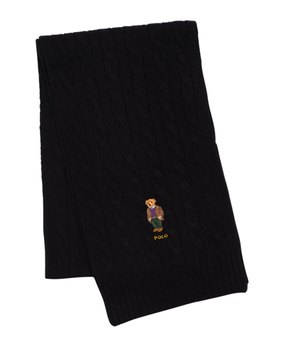 Polo Ralph Lauren Men's Classic Cable Bear Scarf In Black