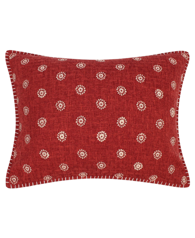 Levtex Emel Medallion Embroidered Decorative Pillow, 14" X 18" In Red
