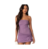 Edikted Evelin Ruched Strapless Mesh Minidress In Mauve