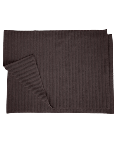 Superior Cotton Textured Stripes Bath Mat, Set Of 2 In Black