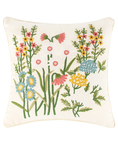Levtex Viviana Flower Embroidered Decorative Pillow, 18" X 18" In Multi