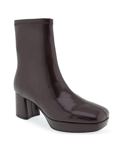 Aerosoles Sussex Boot-midcalf Boot-platform-high In Java Patent Polyurethane - Faux Leather