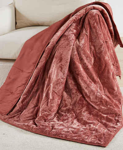 Levtex Abruzzi Velvet Reversible Quilted Throw, 50" X 60" In Spice