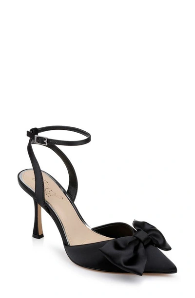 Jewel Badgley Mischka Women's Yanna Bow Detail Evening Pumps In Black Satin