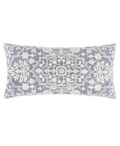 Levtex Emel Red Embroidered Decorative Pillow, 12" X 24" In Blue