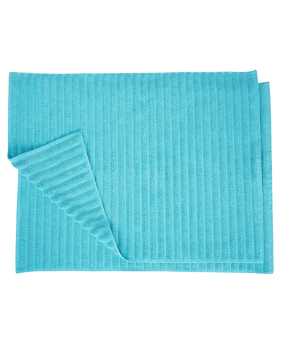 Superior Cotton Textured Stripes 2-pc. Bath Rug Set In Turquoise