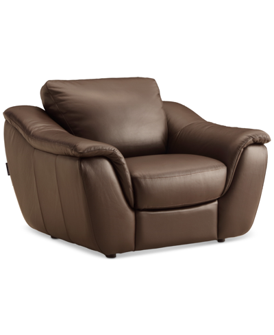 Macy's Jennard 47" Leather Arm Chair, Created For  In Brown