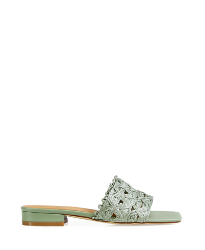 Belle & Bloom Can't Quit You Raffia Slide In Seafoam