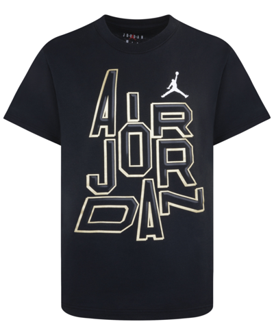 Jordan Kids' Big Boys 23 Gold-tone Line Short Sleeve T-shirt In Black