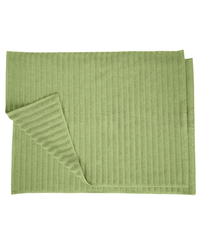 Superior Cotton Textured Stripes Bath Mat, Set Of 2 In Terrace Green