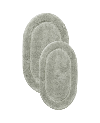 Superior Oval Solid Non-skid Washable Cotton 2 Piece Bath Rug Set In Sage