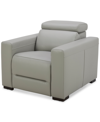 Macy's Nevio 39" Leather Power Recliner And Headrest, Created For  In Light Grey