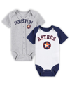OUTERSTUFF NEWBORN AND INFANT BOYS AND GIRLS WHITE, HEATHER GRAY HOUSTON ASTROS LITTLE SLUGGER TWO-PACK BODYSUI
