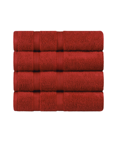 Superior Smart Dry Zero Twist Cotton 4-piece Bath Towel Set In Crimson