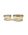 Classic Touch 2 Bowl Relish Dish On Tray With Gold-tone Design, 3 Piece Set In Gold