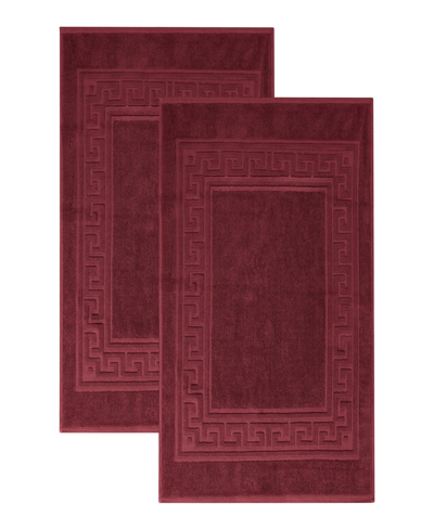 Superior Cotton Greek Key Infinity Border Bath Mat, Set Of 2 In Burgundy