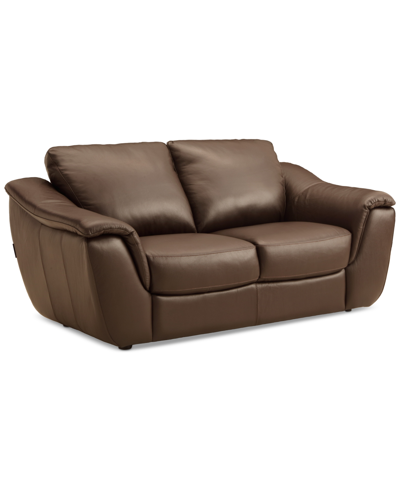 Macy's Jennard 71" Leather Loveseat, Created For  In Brown
