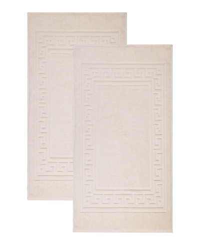 Superior Cotton Greek Key Infinity Border Bath Mat, Set Of 2 In Ivory