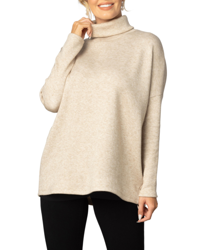 Kiyonna Women's Paris Turtleneck Tunic Sweater In Neutral