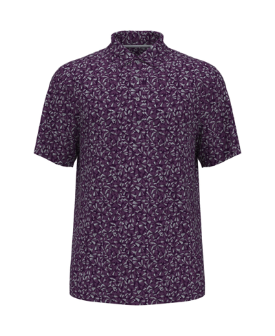 Pga Tour Kids' Big Boys Short Sleeve Texture Print Polo Shirt In Grape Royale