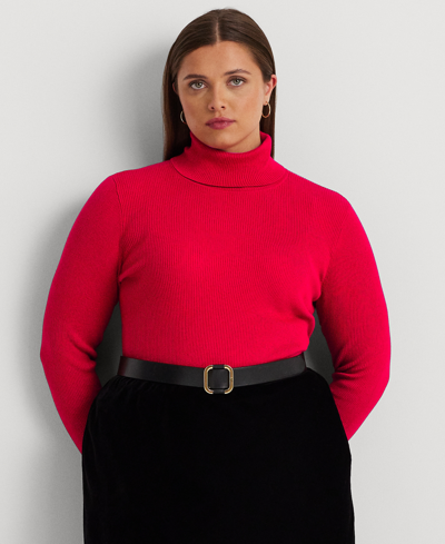 Lauren Ralph Lauren Plus-size Ribbed Turtleneck Sweater In Martin Red