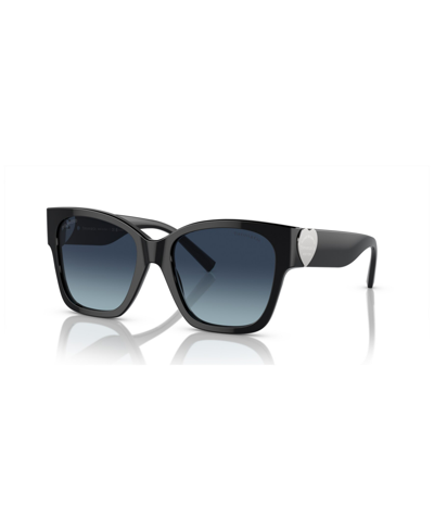 Tiffany & Co Women's Polarized Low Bridge Fit Sunglasses, Gradient Tf4216f In Black
