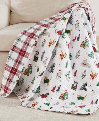 Levtex Meowy Christmas Quilted Throw, 50" X 60" In Multi