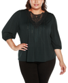 BELLDINI BLACK LABEL PLUS SIZE EMBELLISHED TOP WITH LACE