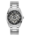 Guess Men's Multi-function Silver-tone Stainless Steel Watch 42mm In Silver Tone