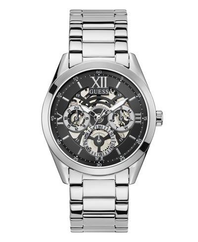 Guess Men's Multi-function Silver-tone Stainless Steel Watch 42mm In Silver Tone