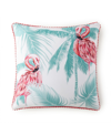 LEVTEX MALANA FLAMINGO POM TRIM DECORATIVE PILLOW, 14" X 18"