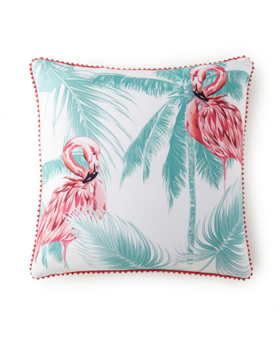 Levtex Malana Flamingo Pom Trim Decorative Pillow, 14" X 18" In Pink