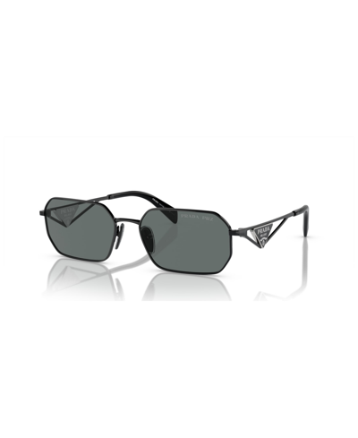 Prada Polarized Steel Rectangle Sunglasses In Black