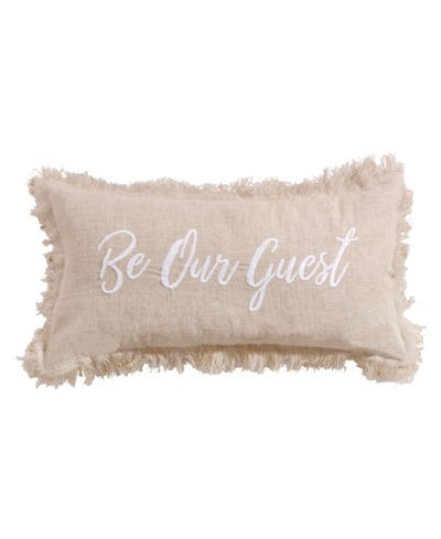 Levtex Pembroke Be Our Guestembroidered Decorative Pillow, 12" X 24" In Natural